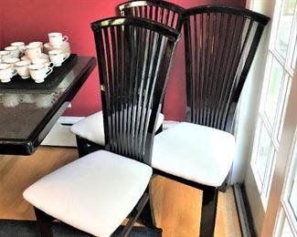 Full Black Lacquer Dining Set with 6 Chairs