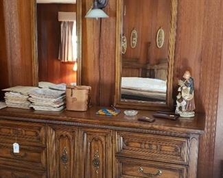 triple dresser with mirrors