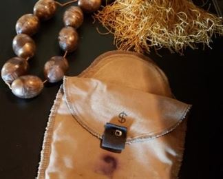 Vintage bank bag, African trade beads