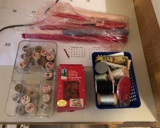sewing notions and candles