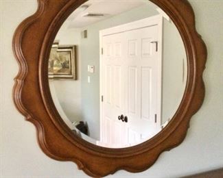 Hickory and White Wood Scallop Mirror