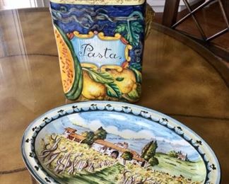 Italian Ceramic Cookie Jar and Platter