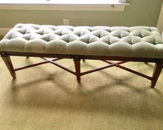 Upholstered Tufted Fabric Wood Bench