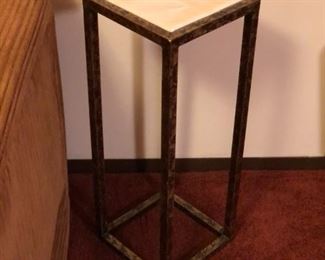 gold side table with glass top: 9 1/2" x 25 1/2"