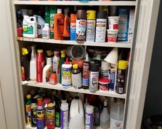 Home has several cabinets for of cleaning supplies and other products used around the home.