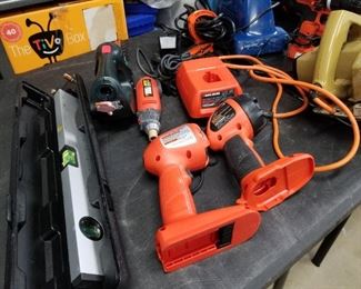 Hand tools, hand saws, drills etc.