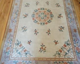 This is a beautiful hand woven Chinese rug. Measures 6'x9'. Make sure to see the two smaller matching rugs. https://ctbids.com/#!/description/share/949866