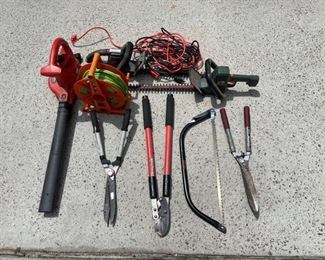 Blower, 2 hedge trimmers, pruning shears, saw & extension cords. All in great condition! https://ctbids.com/#!/description/share/949884