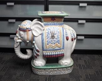 22" Ceramic Elephant Plant Stand / Side Table