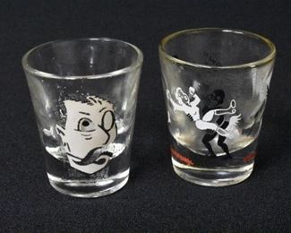 2 Various Shot Glasses - Google Eye