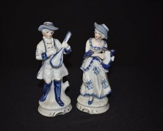 Victorian Man & Woman Playing Musical Instruments