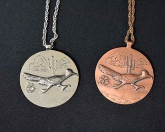 Nickel Silver & Copper Roadrunner Necklaces
