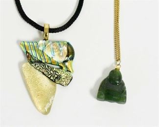 Small Jade Buddha Necklace & Glass Necklace