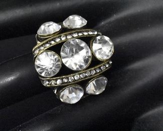 Large Rhinestone Costume Ring (Size 6 1/2)