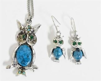 Costume Owl Jewelry Set