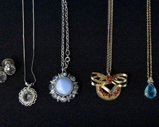 4 Costume Necklaces & 1 Pair Earrings