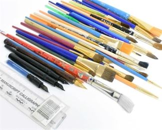 38 Paint Brushes / Sheaffer Fountain Pens & More