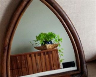 Bamboo dark paint triangle shape mirror from Indonesia
