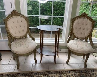 Palette table  19.5" by 15" by 28" sold
Pair chairs $500