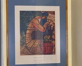Print of Chuah Thean Teng Batik  $400 ( 1914- 2008) 
Signed by Teng June 6,1966
"A Woman Combing her Hair" 
26" by 31"