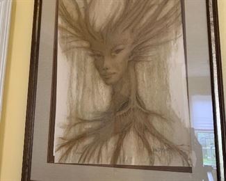 40.5" by 32.5" Saint Genies a French Surrealist Symbolist artist. 64/200 $375