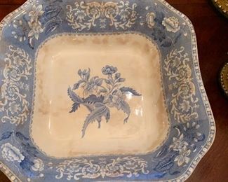 Spode's "camilla" blue transfer ware china.  10 place settings plus many extra pieces.  $325
