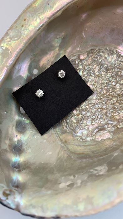 Pair of Diamond studs mounted in 14K white gold .45 carats TW. Appraised for $1088 we are offering for $450. Appraisal included.