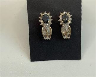 14K Sapphire and Diamond Post Earrings $200