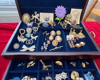 Vintage Brooches, screw back earrings 