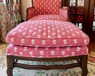 Item 2:  Upholstered Chair and Ottoman:  $475                                                     Chair - 25.25"l x 22.75"w x 33.25"h                                                     Ottoman - 26.25"l x 21"w x 16.25"h