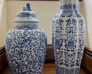 Item 9:  Covered Ginger Jar (left) - 22":  $65                                                         Item 10:  Vase (right) - 24.5":  $65