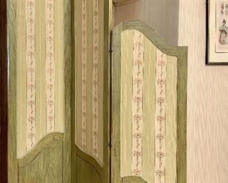 Item 44:  Folding Graduated Screen, Sage with Silk Fabric - 42.25" x 72": $165