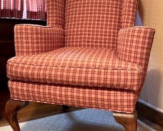Item 52:  Upholstered Armchair (Red Check) - 32"l x 18.5"w x 42.5"h:  $345