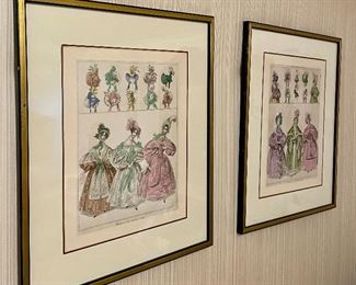 Item 53:  (3) Antique Framed Godey Girl Plates - 14.5" x 17.5": $75 ea