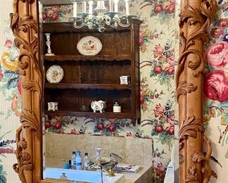 Item 55:  Unusual Antique Ornate Carved Wood Mirror - 29" x 34":  $395