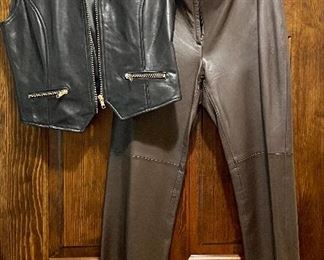 DKNY Leather Vest & Pants