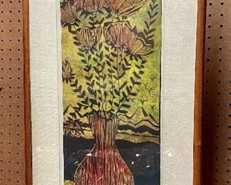 Item 97:  "Floral Fantasy" A.P. Signed Jim Barton 1963 - 14.5" x 30.5":  $125