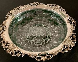 Item 4:  Gorham Sterling & Glass Bowl feat. Emerald Flashing - 11.5" x 2": $450