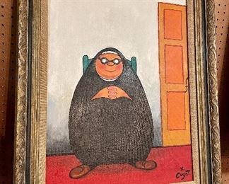 Item 100:  "Content Nun" Oil on Canvas Signed Xavier Cugat - 23.5" x 29.5":  $195