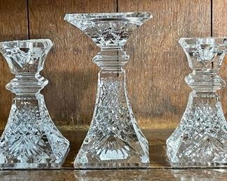 Item 103:  Waterford Unity Candle (middle) - 7.5":  $95                                   Item 104:  Waterford Candlesticks - 6":  $125/Pair