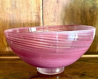Item 113:  Signed Art Glass Bowl - 9.75" x 4.75": $38
