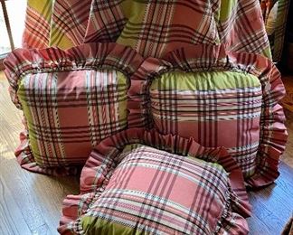 Item 126:  (3) Down Pillows with Matching Table Dressing with Table:  $145 for set