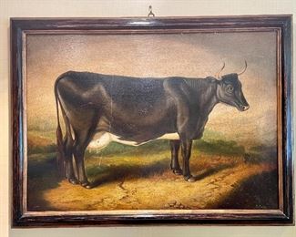 Item 147:  "Cow" Oil on Canvas by S. Mavier - 30.75" x 23":  $425
