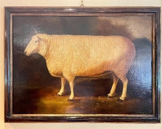 Item 149:  "Sheep" Oil on Canvas by M. Samuel - 30.75" x 23":  $425
