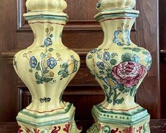 Item 151:  Covered Pottery Vessels - 16.5":  $95 for pair