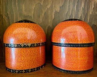 Item 162:  (2) Decorative Containers - pale green on the inside - 6":  $42/Pair 