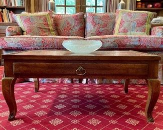 Item 158:  Antique Coffee Table with One Drawer - 35.5"l x 24"w x 15.75"h: $265