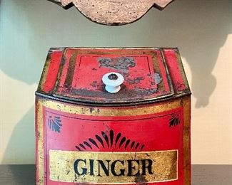 Item 170:  Antique Empire Hardware Advertising Tin "Ginger" Container:  $65