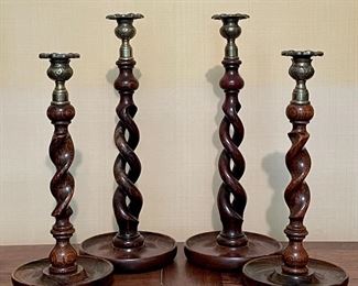 Item 183:  Pair of Burled Wood Candlesticks (middle) - 14":  $68/Pair (SOLD)                                                                                            Item 184:   Pair of Burled Wood Candlesticks (left) - 12":  $58/Pair (SOLD)
