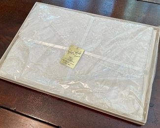 Item 196:  New Old Stock - Oval Embroidery Tablecloth - 63" x 90": $38